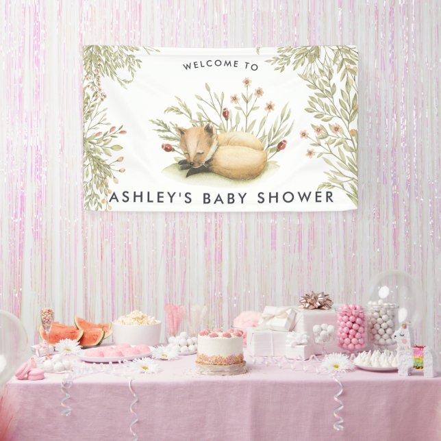 Lona Woodland Fox | Banner de bienvenida de Baby Shower (Fiesta)