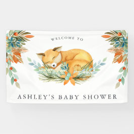 Lona Woodland Fox | Banner de bienvenida de Baby Shower