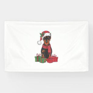 Lona Xmas Encendiendo Santa Hat Doberman Perro Navidade