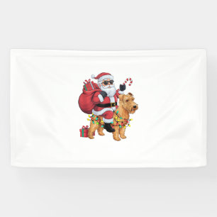 Lona Xmas Iluminación Santa Riding Wheaten Terrier Dog