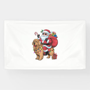 Lona Xmas Iluminando Santa Riding Golden Retriever Dog