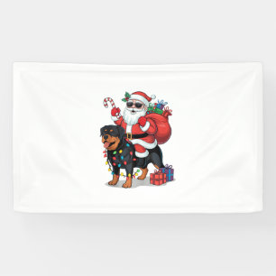 Lona Xmas Iluminando Santa Riding Rottweiler Dog Christ