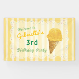 Lona Yellow Ice Cream Kids Birthday Party Welcome