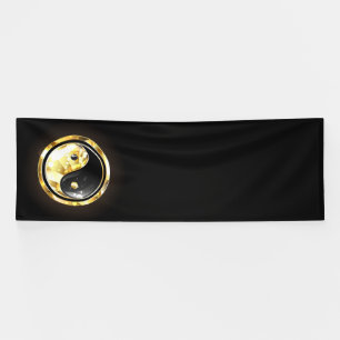 Lona Yin Yang dorado en negro