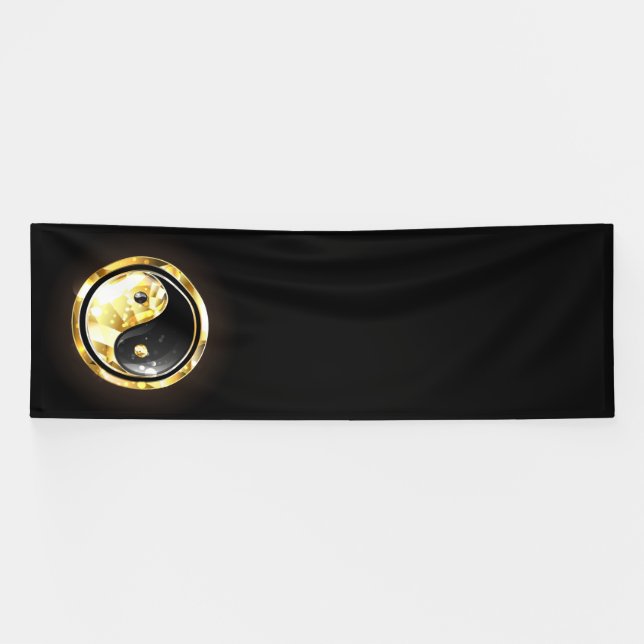 Lona Yin Yang dorado en negro (Horizontal)