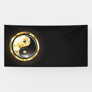 Lona Yin Yang dorado en negro