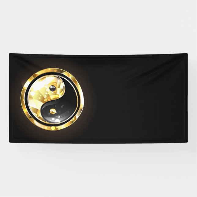 Lona Yin Yang dorado en negro (Horizontal)