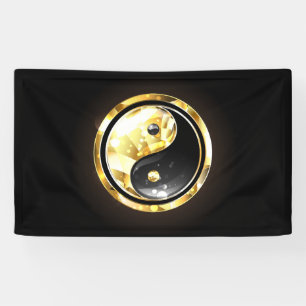 Lona Yin Yang dorado en negro