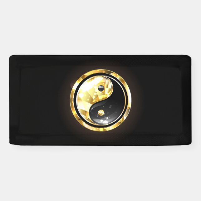 Lona Yin Yang dorado en negro (Horizontal)