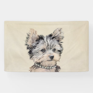 Lona Yorkshire Terrier Puppy Pintando Arte Original De