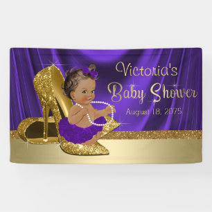 Lona Zapato de tacón alto de oro púrpura Ducha de bebé 
