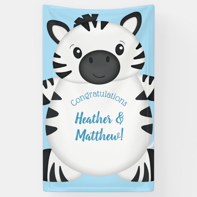 Lona Zebra Baby Shower Blue (Vertical)