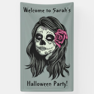 Lona Zombie Mujer personalizado texto y banner color