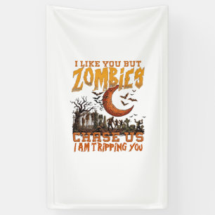 Lona Zombies nos persiguen Halloween Cementerio Luna Cr