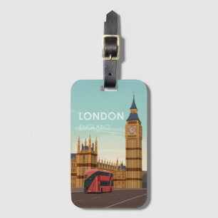 London England Big Ben Vintage Etiqueta del equipa