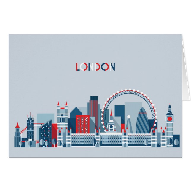 Londres, Inglaterra horizonte rojo, blanco y azul (Anverso (Horizontal))