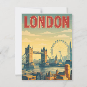 Londres, Inglaterra, postal retro vintage