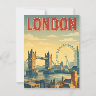 Londres, Inglaterra, postal retro vintage