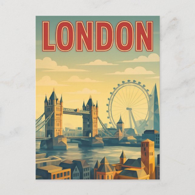 Londres, Inglaterra, postal retro vintage (Anverso)