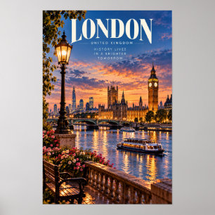 Londres Reino Unido Big Ben Atardecer Póster de Vi