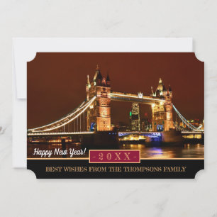 Londres, Tower Bridge y Feliz Año Nuevo! Tarjeta d