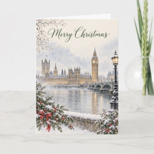Londres Westminster Acuarela Feliz Navidad Hol
