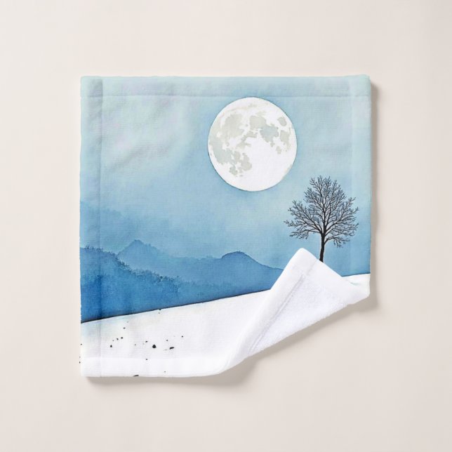 Lone Tree: Serene Full Moon Silence Art (Toallita)