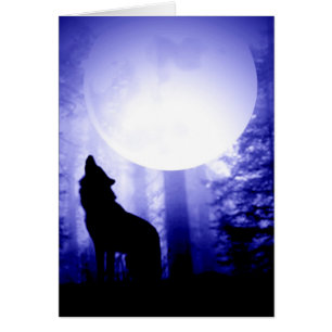 Lonely Wolf Howling en la Luna