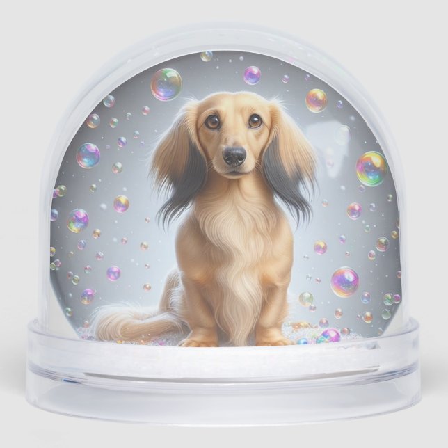 LONG HAIR DACHSHUND SNOW GLOBE (Anverso)