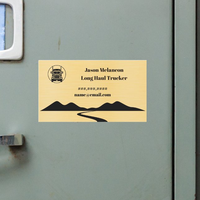 Long Haul Trucker Gold Truck Road Mountain Magnet (Subido por el creador)