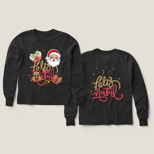 Long sleeved cute t-shirt with fancy christmas  (Diseño frontal y trasero)
