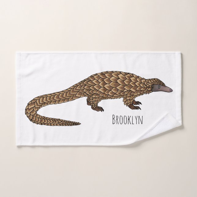 Long-tailed pangolin cartoon illustration  (Toalla de mano)