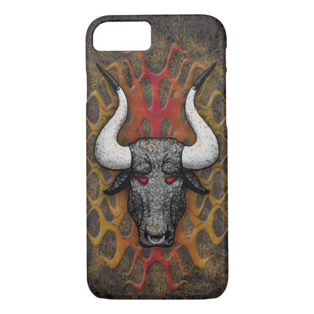 Longhorn Diablo iPhone 7 Funda apenas ahí (Reverso)