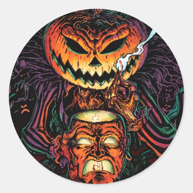 Lord O’ Lanterns Round Horror Pegatina - Halloween (Anverso)