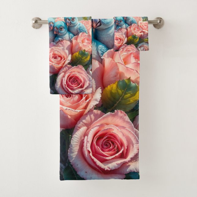 Loro azul y bebés (In situ)