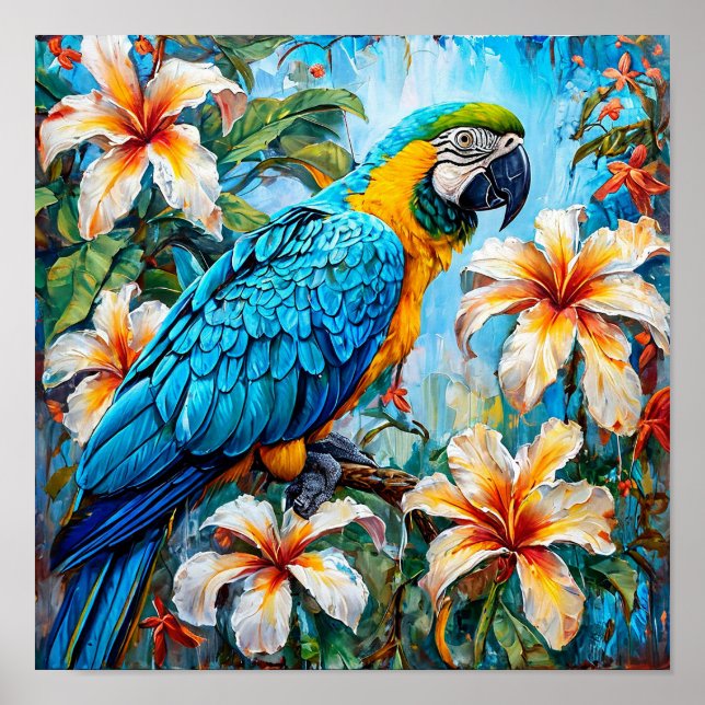 Loro Cacatúa Elegante Arte de Ave Exótica (Frente)