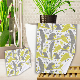 Loro de ácaros de ára gris amarillo dibujando patr