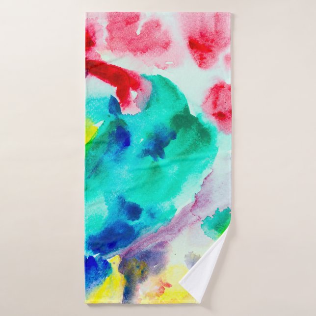 loro en el árbol, pájaro Abstract Bright Watercolo (Toalla de baño)