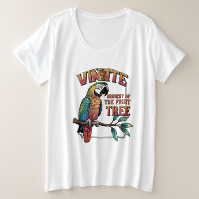 Loro en paraíso en una rama de frutas (Anverso del diseño)