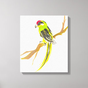 Loro en una rama. Pintura acuarela. Arte de China