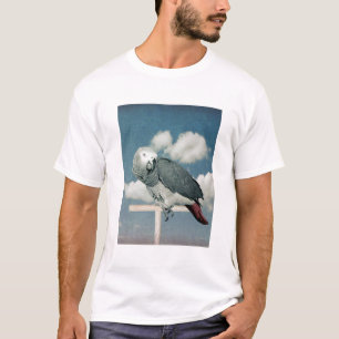 Loro gris africano en una camiseta