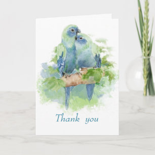 Loros Azules Acuarela Agradecimiento de Boda