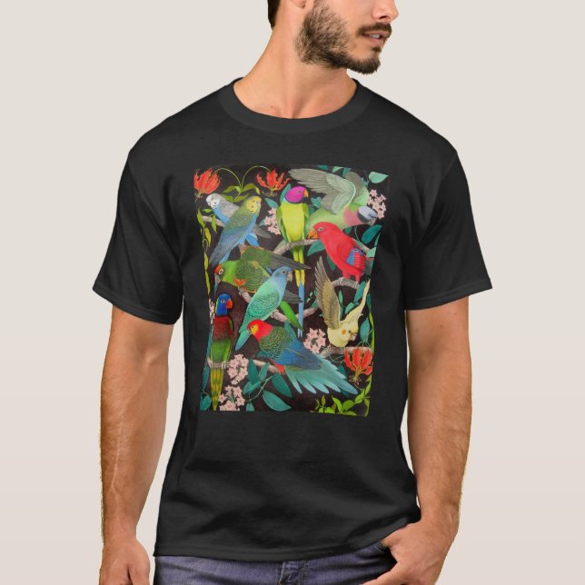 Loros del mascota de la camiseta de la oscuridad (Anverso)