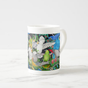 Loros del mascota de la taza de la porcelana de