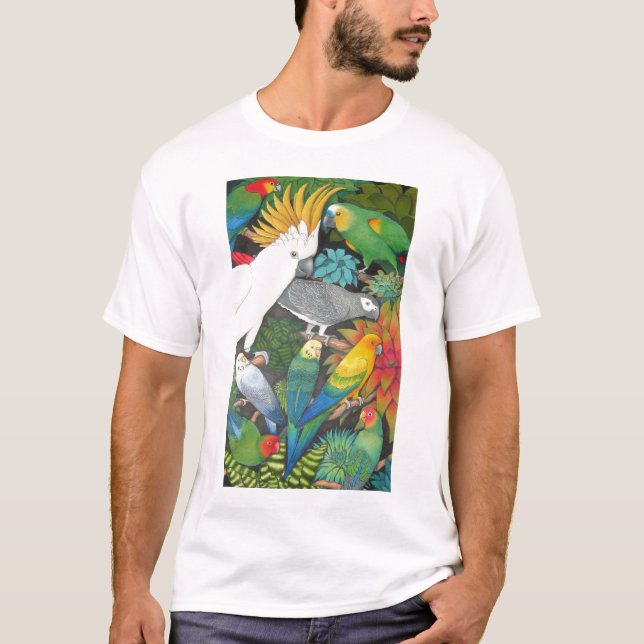 Loros y camiseta de Bromeliads (Anverso)