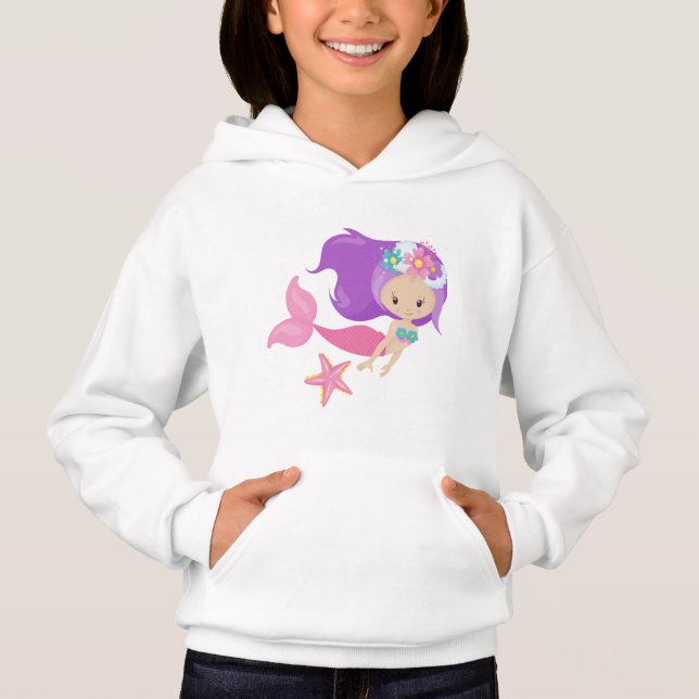 los amantes de las sirenas chicas Hoodie (Anverso)