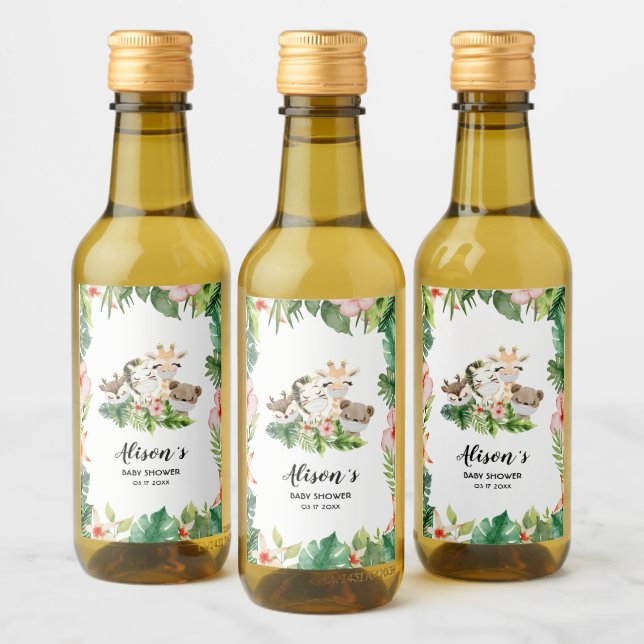Los amigos de Safari pasan por | Baby Shower Mini (Botellas)