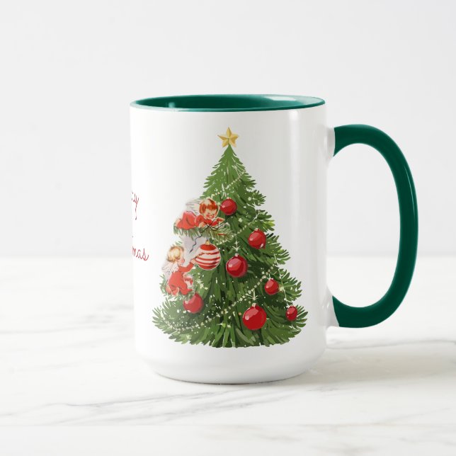 Los ángeles decorando la taza del árbol de Navidad (Derecha)