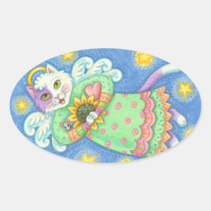 LOS ÁNGELES ESTÁN VIENDO, PEGATINAS CAT Oval, Hoja