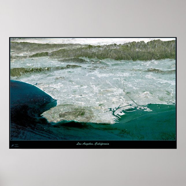 Los Ángeles, mapa de impresión por satélite de CA  (Frente)